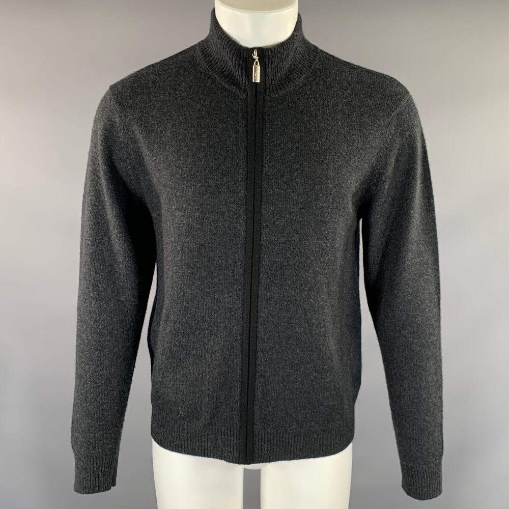 AGNÈS B. Size S Dark Grey Cashmere Zip Up Sweater
